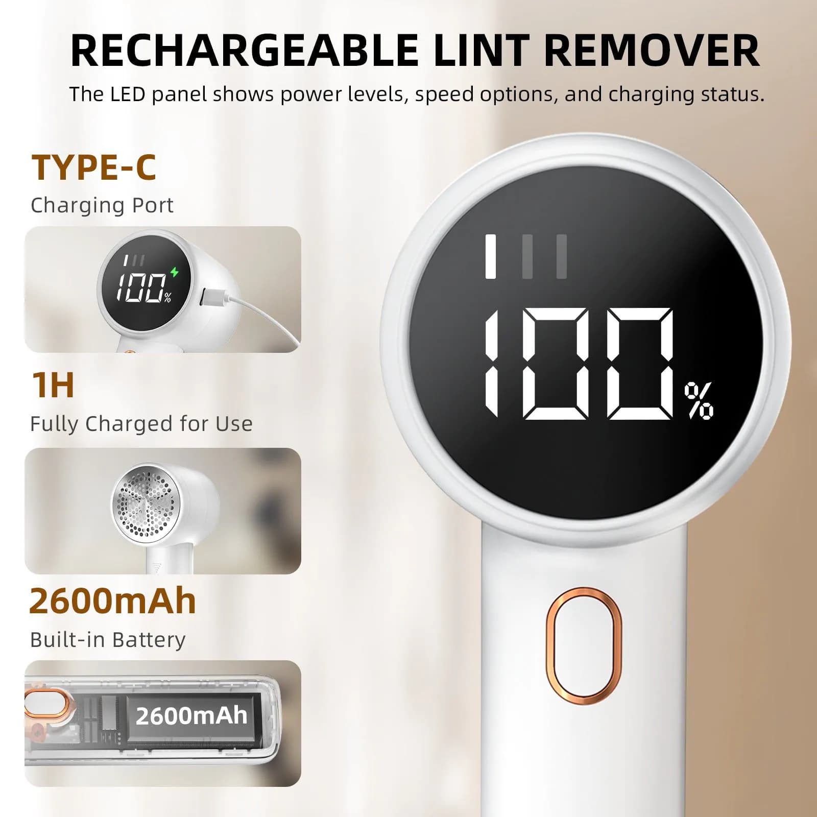 image-Cross-border digital display hair ball trimmer cordless electric high-speed household portable hair ball remover six-leaf steel knife