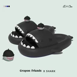image-Late Brand Baby Shark Slippers - Non-Slip, 44-45 Size, Thick Sole
