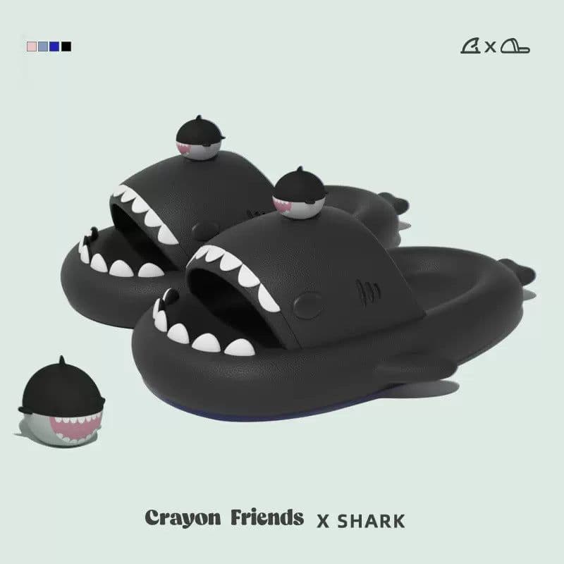 image-Late Brand Baby Shark Slippers - Non-Slip, 44-45 Size, Thick Sole
