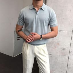image-Slim-fit Cotton POLO Shirt Men Short Sleeve