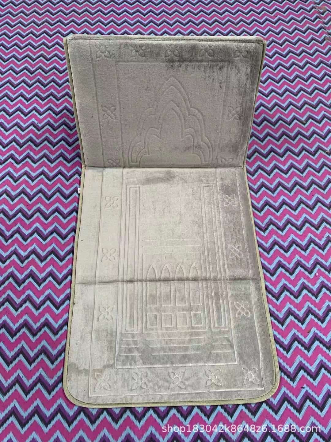 image-Sky Blue Polyester Folding Prayer Mat - 55*145CM Portable