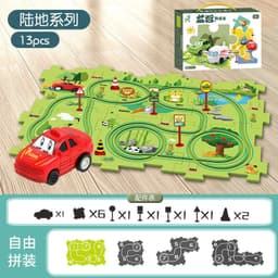 image-Children's Puzzle Track Car Electric DIY Toy