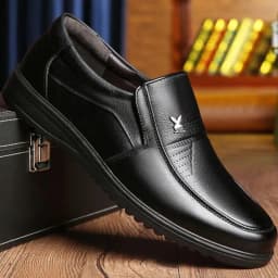 image-Men's Casual Leather Shoes - Brown Size 44