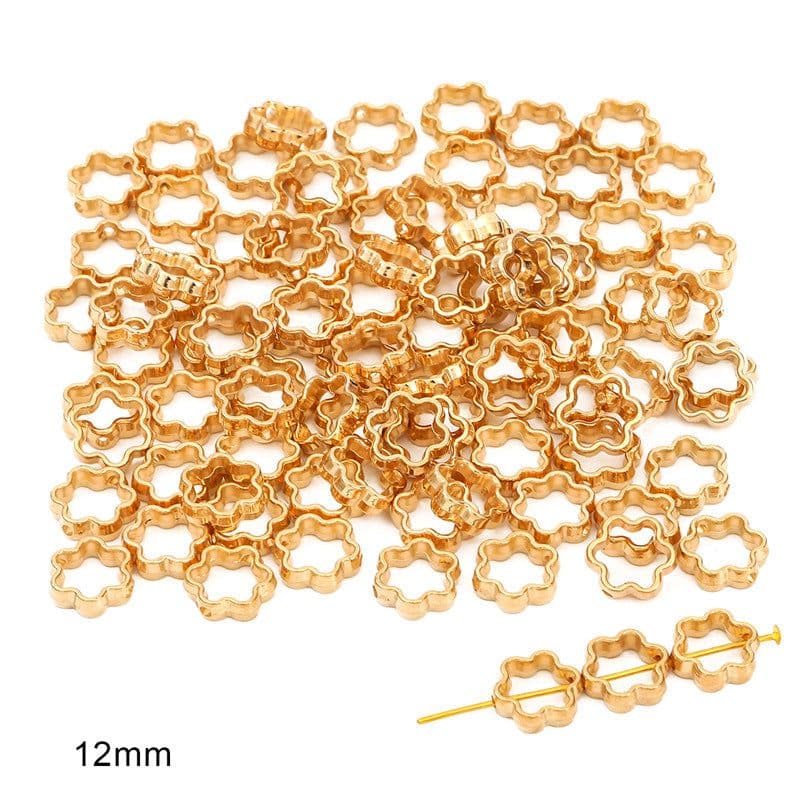 image-DIY Plastic Resin Heart Shape Beads - 25pcs Gold/White/K Set