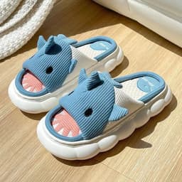 image-Xiaosha Thick-Soled Cotton Linen Slippers - Grey Size 44-45