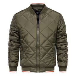 image-Mens Hooded Cotton Padded Jacket With Zip Front Solid Color Grey