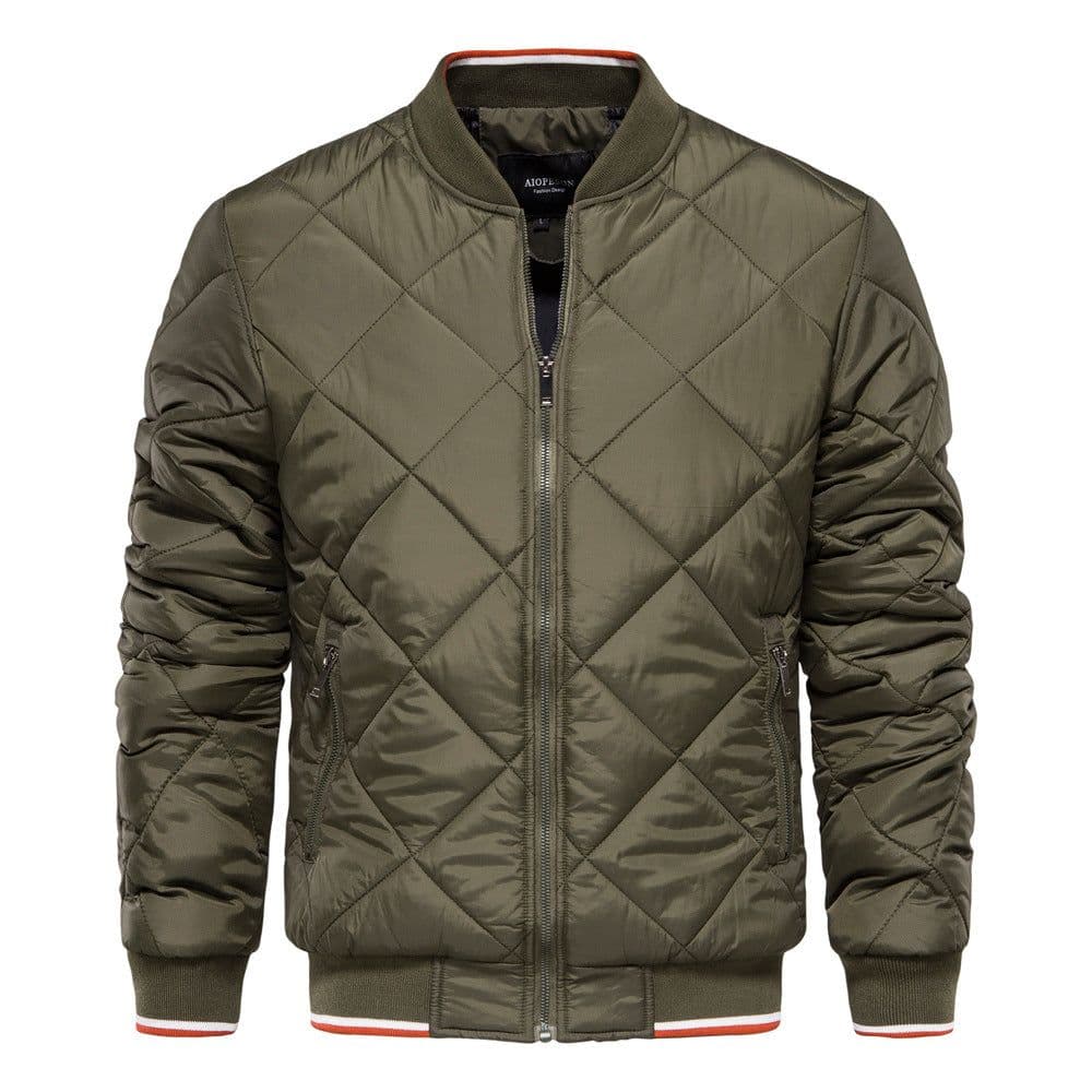 image-Mens Hooded Cotton Padded Jacket With Zip Front Solid Color Grey