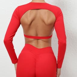 image-Sports Tops with Chest Pads, Backless, Women's Yoga Fitness Clothes - 65"