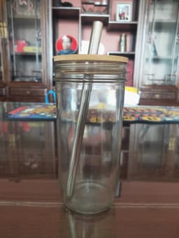 image-Mason Jar 24oz Glossy Glass Bamboo Lid