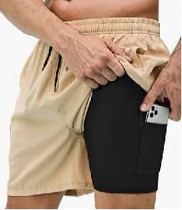 image-Men's 3D Print Swim Trunks - 2 Pack Quick Dry Stretch Shorts with Compression