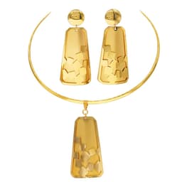image-Electroplated copper alloy 24K jewelry set two-piece necklace and earrings for women
