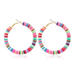 image-Cross-border European and American ins style simple bohemian C-shaped earrings female handmade colorful soft pottery personality earrings female