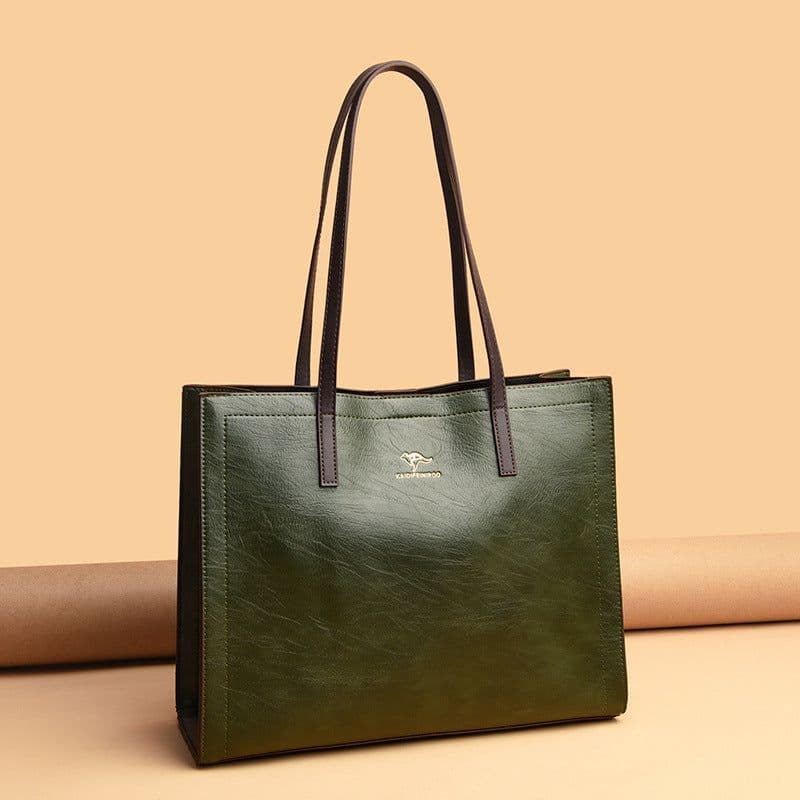 image-PU Tote Bag Women Blue European Retro