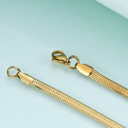 image-Stainless Steel Snake Bone Chain Necklace - Gold