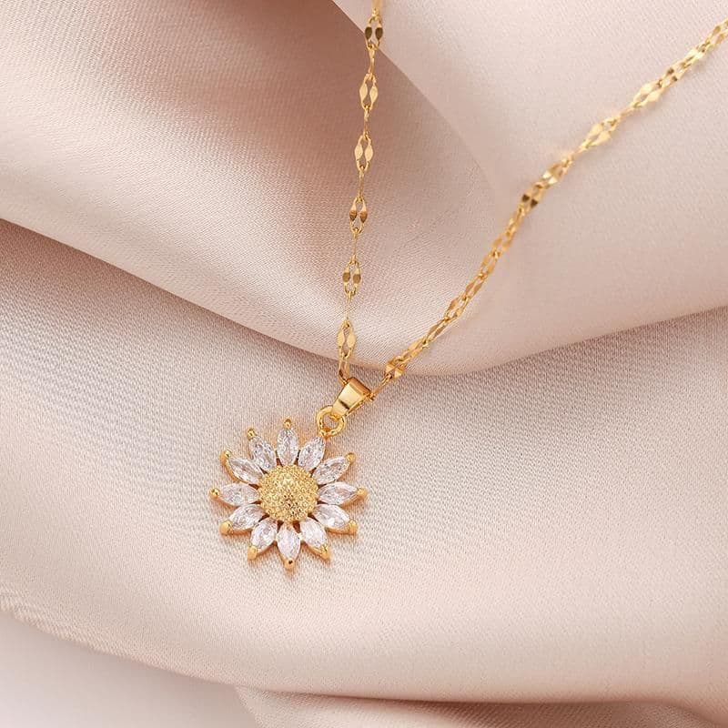 image-Kanai Daisy Pendant Necklace - Titanium Steel Gold