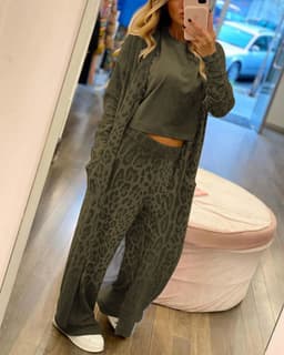 image-Leopard Print Two-Piece Set - Spring 2024, Women's, Green/Brown, S-XXL