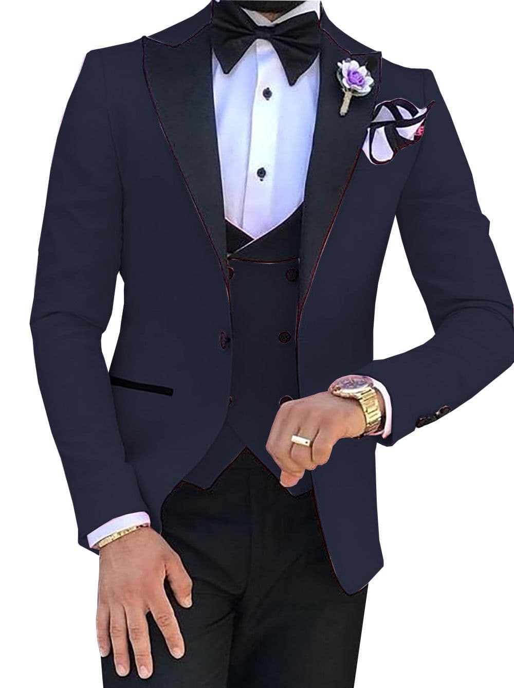 image-Cross-border Explosive Men's Suit Three-piece Suit Gun Barge Collar Wedding Suit Men's Suit One Drop Shipping Factory