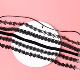 image-6Pcs Biao Ke Lace Choker Necklace Set - Geometry Alloy 21-50cm