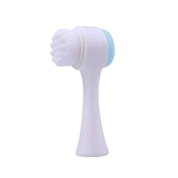 image-3D Silicone Double-Sided Face Wash Brush - Portable, White/Blue
