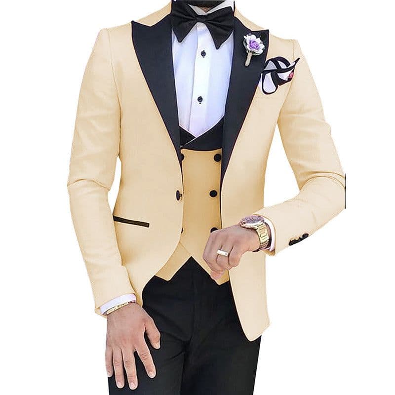 image-Cross-border Explosive Men's Suit Three-piece Suit Gun Barge Collar Wedding Suit Men's Suit One Drop Shipping Factory