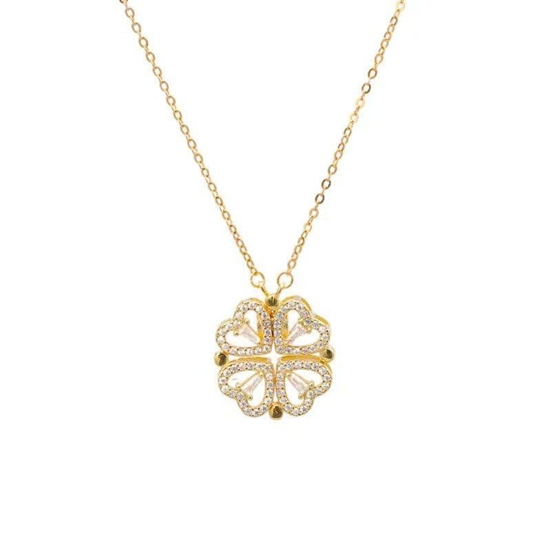 image-C211 Heart Four-Leaf Clover Necklace Women