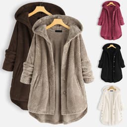 image-Women's Winter Hooded Fleece Sweater - Dark Blue 5XL