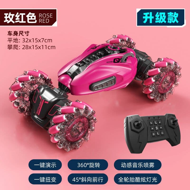 image-Cross-border new mini twisting light music off-road high-speed double-sided stunt remote control car children's toys wholesale