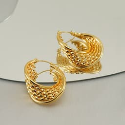 image-Stainless Steel Retro Earrings - Women Geometric Gold