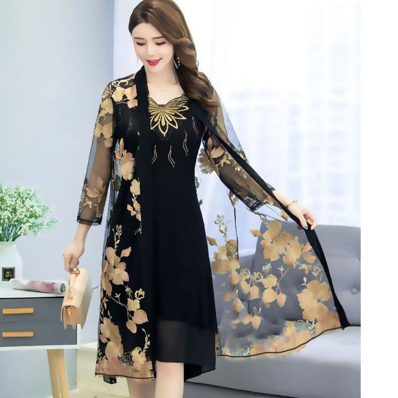 image-Foreign trade 2022 summer new large size women's clothing fat sister 200 catties mesh sunscreen clothing women's mid-length coat thin