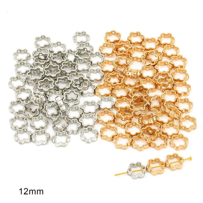 image-DIY Plastic Resin Heart Shape Beads - 25pcs Gold/White/K Set