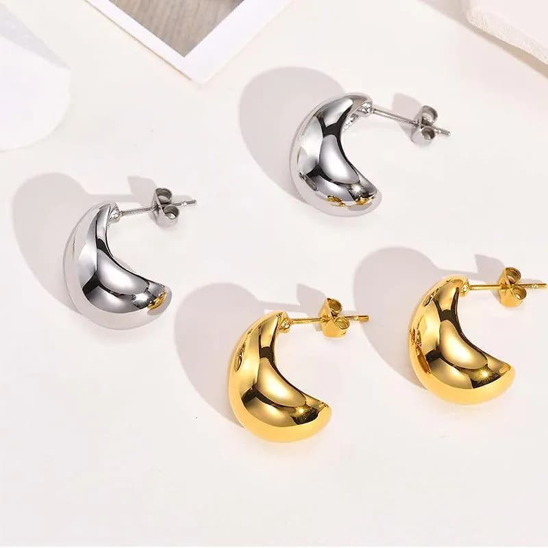 image-Women's Teardrop Earrings - Steel Water Drop 18K Gold