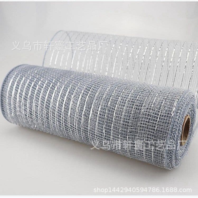 image-Christmas Wire Mesh Packaging - Red & White Strips 26cm x 10yds