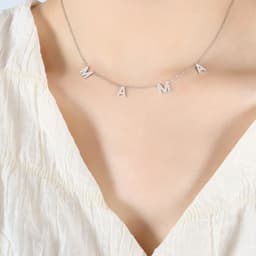 image-Versatile niche design MAMA Mother's Day gift jewelry stainless steel gold-plated personalized letter pendant clavicle necklace