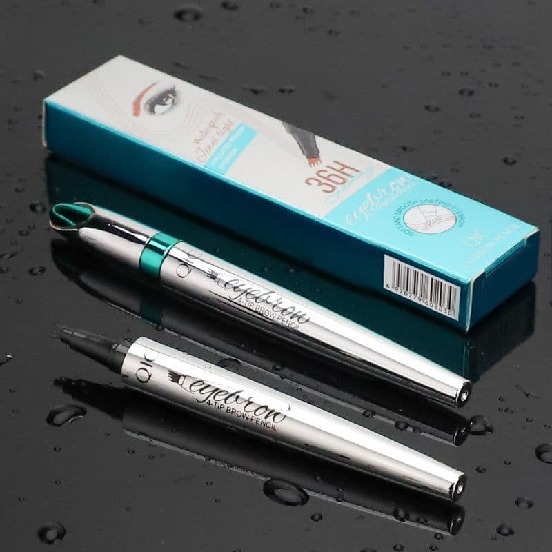 image-Cross-border QIC Japanese four-head eyebrow pencil imitation wild eyebrow waterproof non-smudge four-claw forked liquid eyebrow pencil