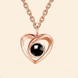 image-s925 Silver Heart Projection Necklace - I Love You Pendant for Women