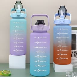 image-Gradient Color Water Cup - Plastic Straw Cup