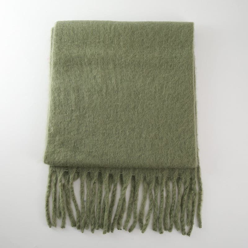 image-GINES LILY 28-Color Cashmere Scarf - Army Green, 43x225cm Warm