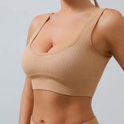 image-Qiao Yu Seamless Yoga Vest Underwear - Brown, L, Moisture Wicking, Women