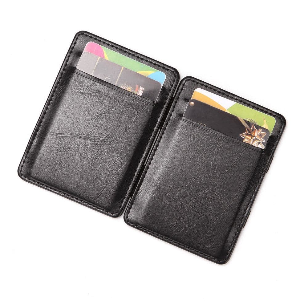 image-CUIKCA PU Leather Wallet - Black 2 Fold ID Card Holder