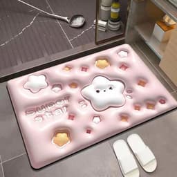 image-Bathroom Mat - Machine Washable Square Non-Slip Pad