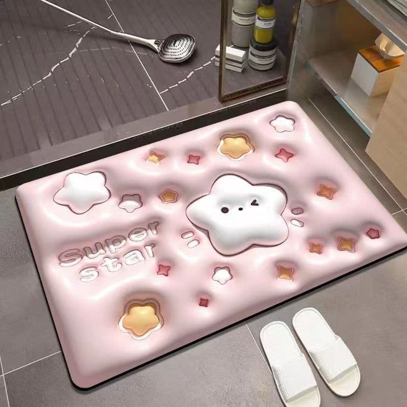 image-Bathroom Mat - Machine Washable Square Non-Slip Pad