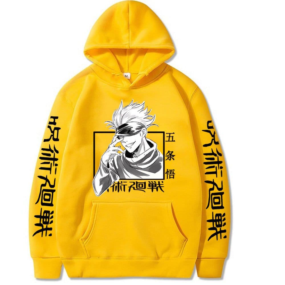 image-Gojo Satoru Anime Hoodie - Black Fleece Pullover