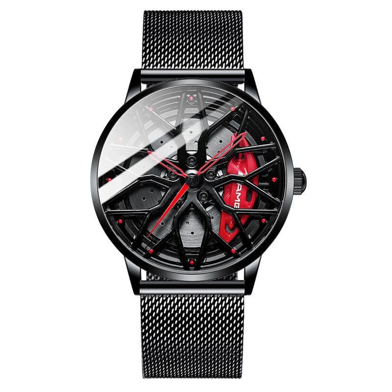 image-SVJ Men's Quartz Watch - 3D Hollow Forged Wheel Design