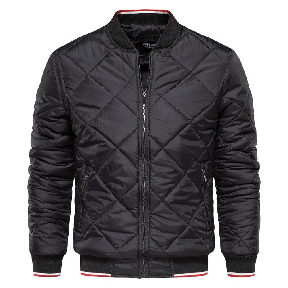 image-Mens Hooded Cotton Padded Jacket With Zip Front Solid Color Grey