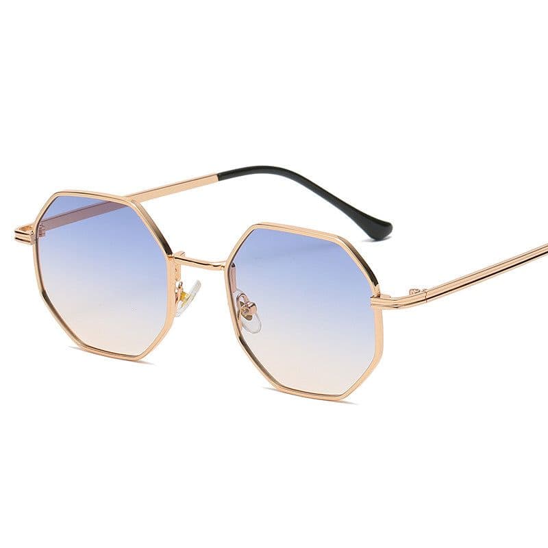 image-2022 Fashion Polygonal Metal Sunglasses Copper Alloy Frame Gold With Black Lenses Unisex Full Rim Party Style DB59