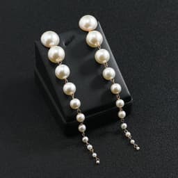 image-Cross-border hot-selling earrings European and American fashion all-match temperament gradient handmade pearl tassel long earrings for women