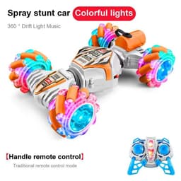 image-Remote Control Stunt Car - White Orange Lights Music