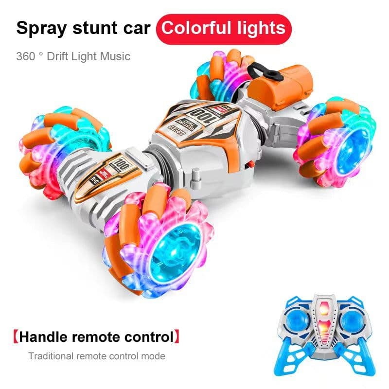 image-Remote Control Stunt Car - White Orange Lights Music