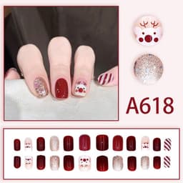 image-Summer and autumn gentle and simple pure lust style wearable nail patches printed solid color French style removable manicure fake nail patches wholesale