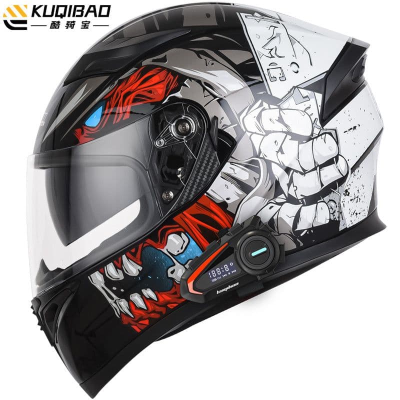 image-Coolqibao Motorcycle Full-Face Helmet Bluetooth XXL Gray